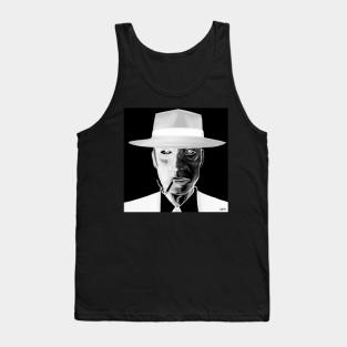 oppenheimer portrait in ecopop cartoon art  negative Tank Top